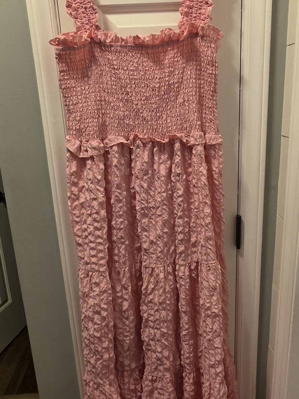 Simply Southern NWT Pink Smocked Ruffle Maxi Dress
